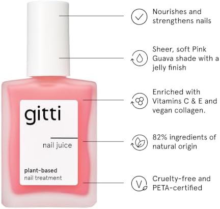 Gitti Nail Juice bottle with natural ingredients highlighting vitamin care