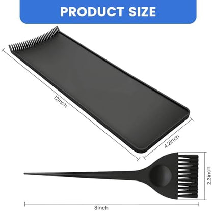 Balayage board and applicator brush set for hair coloring