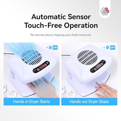 SAVILAND 5X Faster Dry Nail Dryer: 300W Strong-Air Nail Dryer for Regular Polish Smart Sensor Nail Polish Dryer Warm & Cool Wind Dual Air Dual Modes Battery-Free Nail Fan Home Salon Use - Image 5