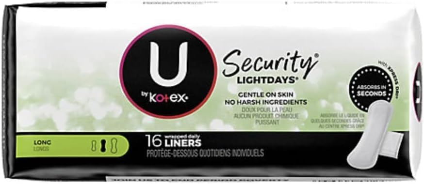 Close up of Kotex Security Lightdays packaging highlighting XPRESS-DRI technology.