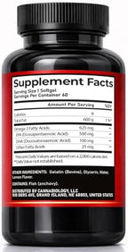 Cannabiology Omega-3 dietary supplement lemon flavored softgels display