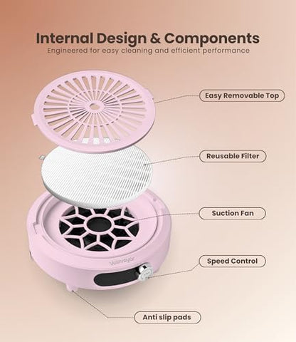 Top down view of nail dust collection intake fan