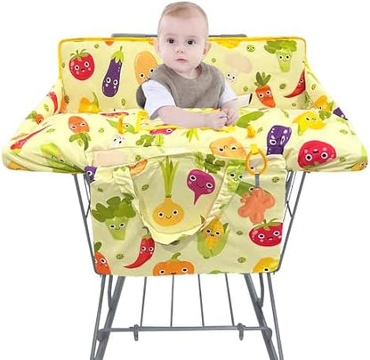 Padded grocery cushion cover showing soft cotton fabric pattern texture