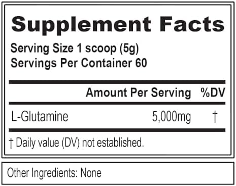 Evlution Nutrition Glutamine 5000 label details