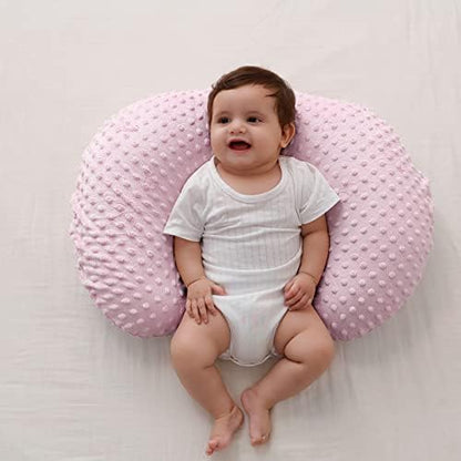 Close up of soft minky dot texture on Queness Baby pillow slipcover