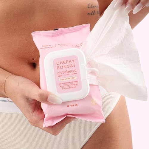 Hypoallergenic intimate wipes for sensitive skin showing 30 count pack size.