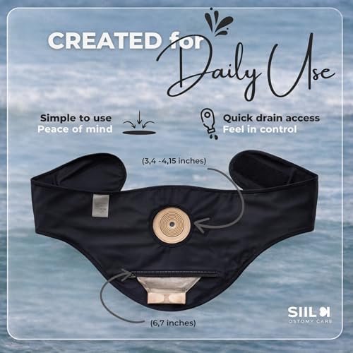 Model wearing SIIL ostomy belt for swimming and active sports