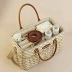 Dokus & Co Luxe Diaper Caddy Organizer showing vegan leather handles