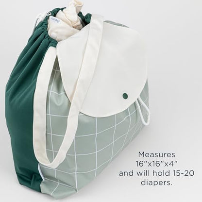 Esembly Botanic Garden print bag hanging on a stroller
