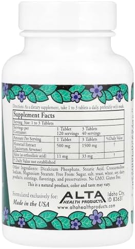 Side view of Alta Health silica supplement bottle highlighting dietary benefits