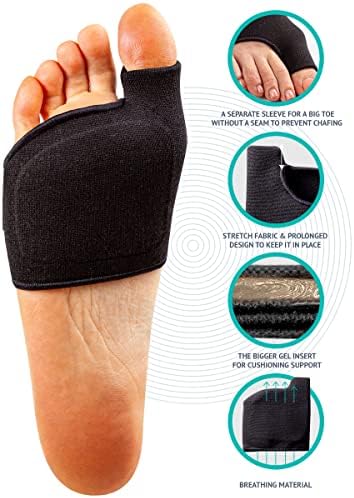 Black neoprene gel foot sleeves for Morton's neuroma support.