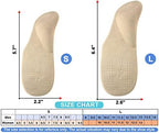 Beige adhesive shoe inserts for women and men's orthotic support.