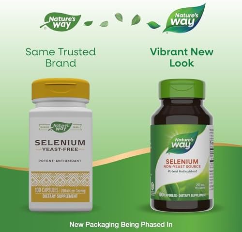 Yeast free selenium 200mcg capsules by Nature's Way for antioxidant support