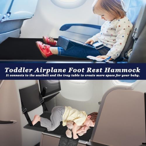 SEILETOO black cotton airplane seat extender folded inside its travel pouch