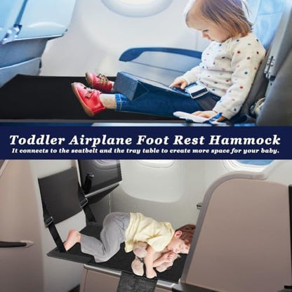 SEILETOO black cotton airplane seat extender folded inside its travel pouch
