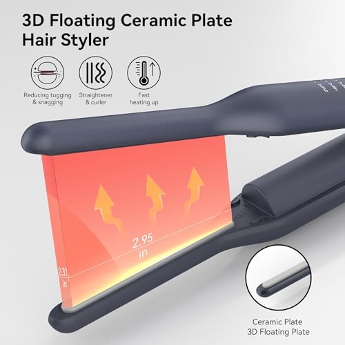 VIKICON mini hair straightener showing the three temperature control LED lights on the handle