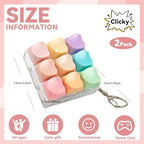 Two piece mechanical keyboard switch clicker keychain with heart shaped buttons