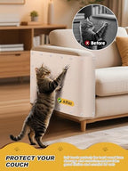 Trimming the Minyii cat scratch furniture protector with scissors for custom fit