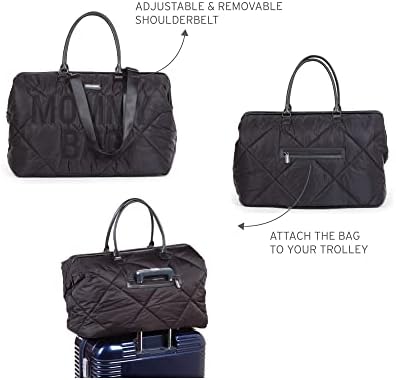 Childhome quilted baby bag showing zipper and hardware