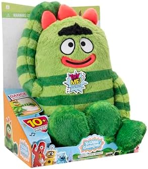 Close up of Brobee plush chest button for sounds
