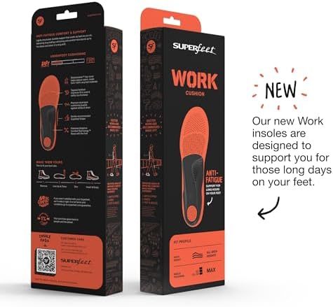 Superfeet professional grade anti-fatigue insoles highlighting the dual-layer foam cushioning.