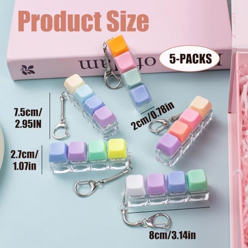 Handheld view demonstrating how all four fingers fit comfortably on the colorful sensory decompression buttons.