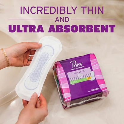 Imported Poise daily panty liners for postpartum and bladder leak protection.