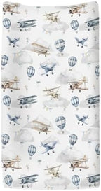 ZoUbqchY watercolor airplane changing table mat close up