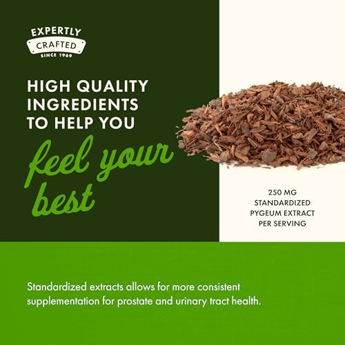 Close up of Swanson Pygeum herbal supplement for male bladder and urinary tract wellness