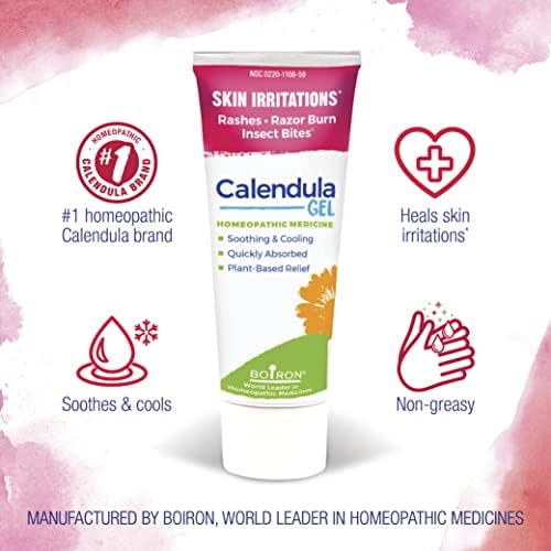Non-greasy Boiron Calendula Gel tube for post-shave razor burn treatment