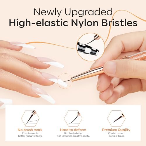 Detailed view of Modelones professional nail art liner brushes