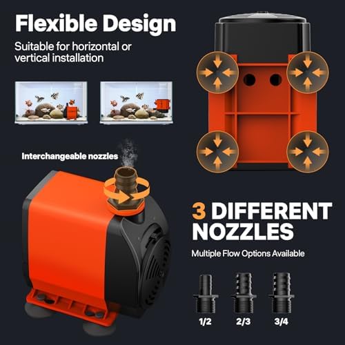 DOKO submersible pump packaging contents including the sixty watt motor assembly and multi-diameter adapters.