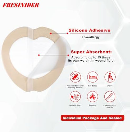 FRESINIDER 7x7 foam dressing highlighting the waterproof and breathable medical grade outer barrier