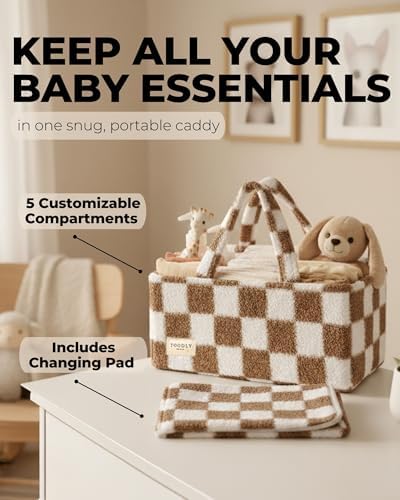 Toodly teddy fleece diaper organizer with adjustable dividers