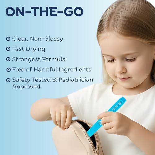 Honest10 nail biting click pen being applied to a child's finger nails