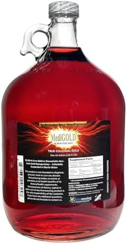 MediGOLD True Colloidal Gold Supplement Glass Jug Label Detail