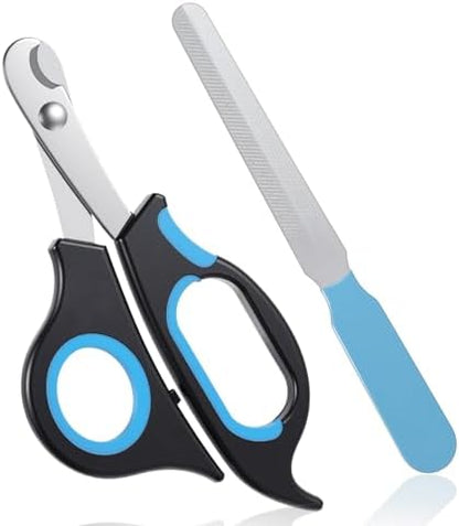 Stainless steel small pet claw trimmers showing the built-in safety guard.