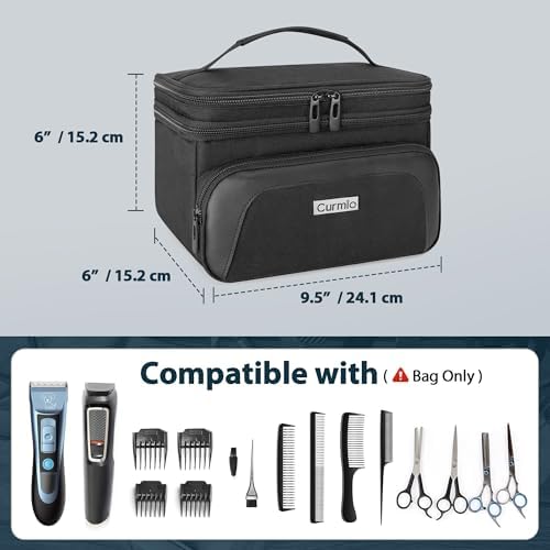 CURMIO portable grooming kit organizer showing reinforced top carry handle and durable zipper track