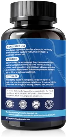 Femmetra 23-in-1 advanced nerve health supplement facts panel highlighting ingredients.
