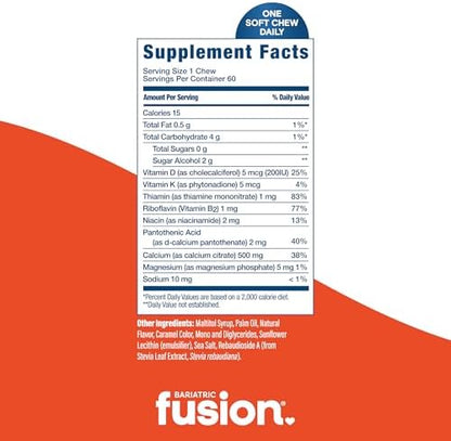 Bariatric Fusion nutrition facts label on supplement packaging