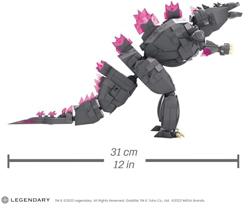 Mega Godzilla action figure close up highlighting the translucent pink spine crystals.
