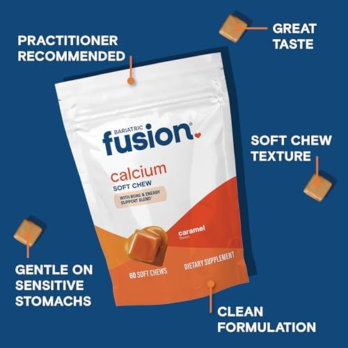 Close up of Bariatric Fusion caramel flavored calcium soft chew