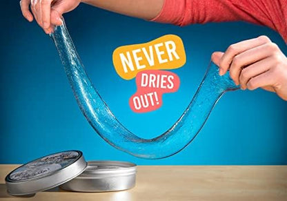 Crystal clear see through silicone thinking putty pulled out of container