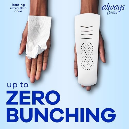 Side view of Always Infinity unscented pads with secure wings for heavy flow.