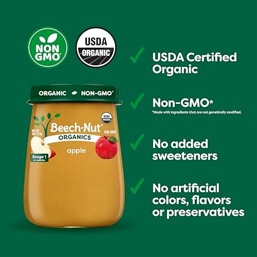 Pack of 10 Beech-Nut organic baby food apple jars