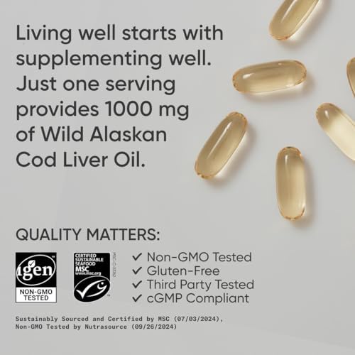 Side perspective of Sports Research wild caught Alaskan fish oil dietary supplement for heart health