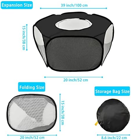 Guinea Pig Playpen, Waterproof Small Animals Playpen with Anti Escape Cover Portable Cat Playpen Breathable Indoor/Outdoor Yard Exercise Cage Tent for Hamster Puppy Chinchillas Rabbits(Black) - Image 3