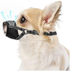 Evollax small dog muzzle showing adjustable mesh strap