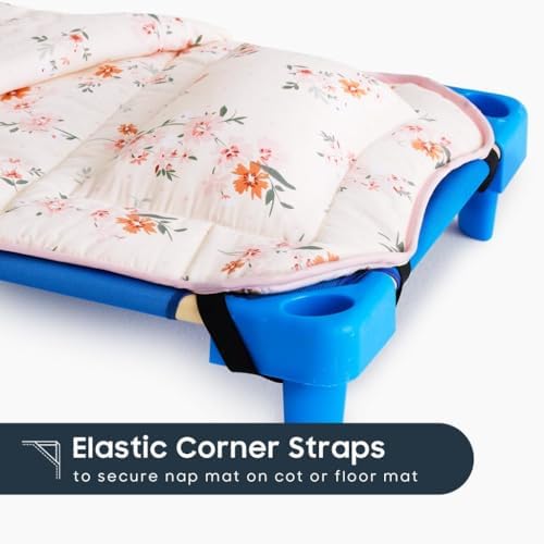 Wake In Cloud preschool nap mat with attached blanket spread out fully