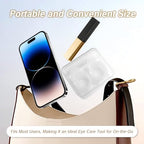 Side profile of the portable eye care set showing the compact size for travel convenience.